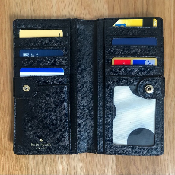 Black Kate Spade Large Bifold Wallet - Saffiano Leather - Picture 4 of 12